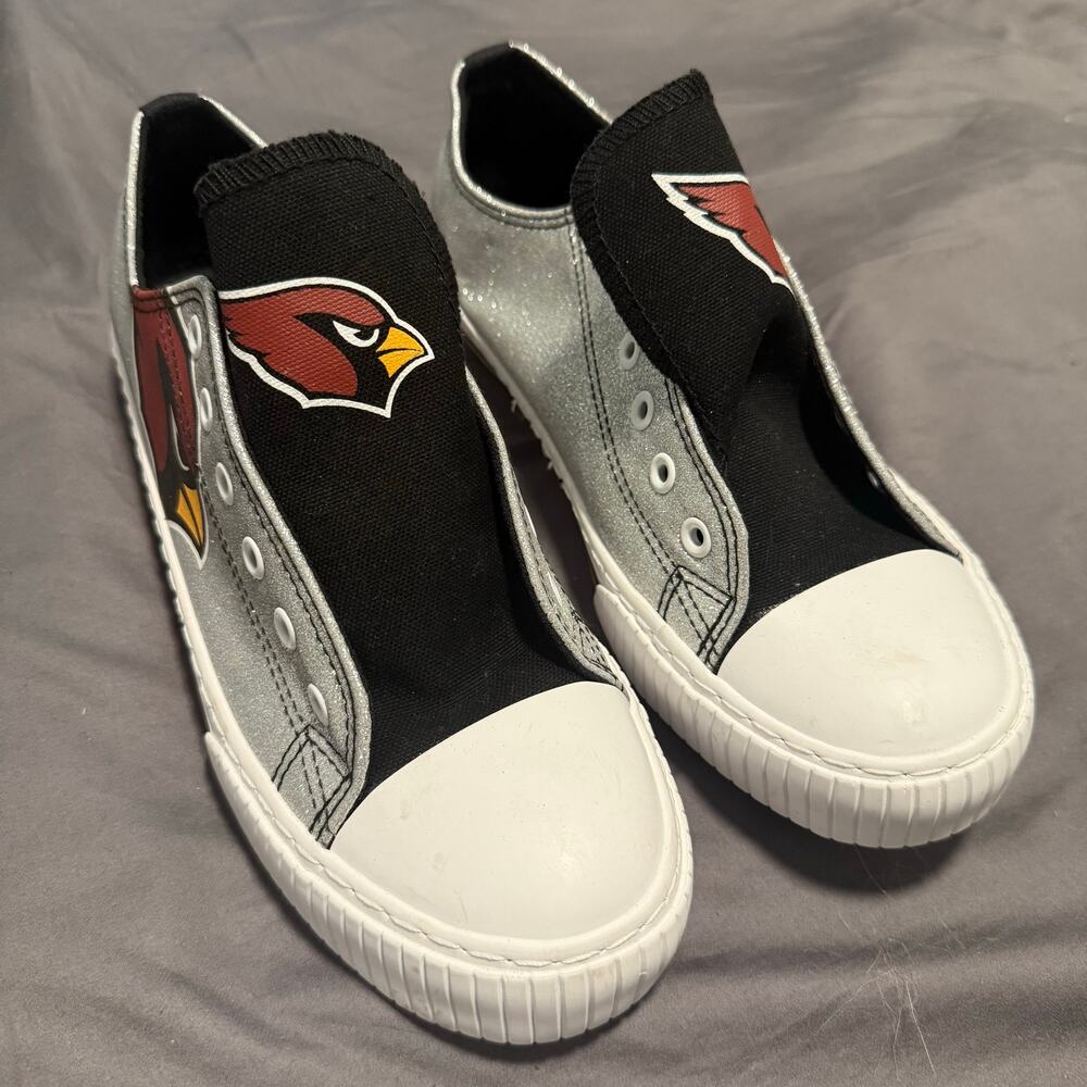 FOCO Cardinals Glitter Sneakers Womens 10 Red Low Top Canvas NFL Shoes